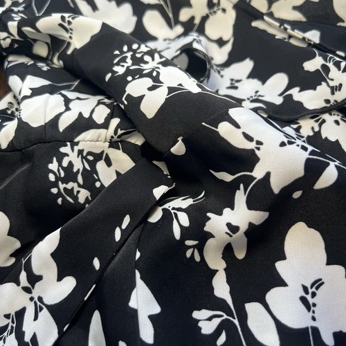 Allegra K Women's Floral V Neck Short Sleeves Peplum Blouse Large Black White - Picture 12 of 12