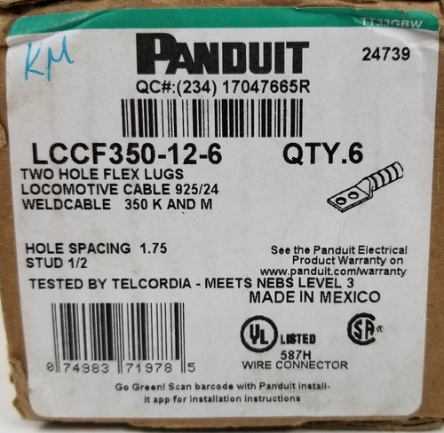 6 Panduit LCCF350-12-6 Two Hole Flex Lugs Blue Compression Connectors Copper NEW - Picture 3 of 3