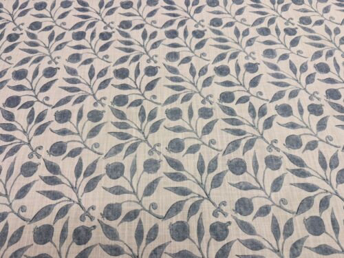 Morris & Co Trailing Floral Botanical Print Fabric- Rosehip Mineral Blue 1.05 yd - Picture 3 of 5