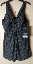 Nwt Miraclesuit 1 Pc. Black Dot Swimsuit Sz.24 W