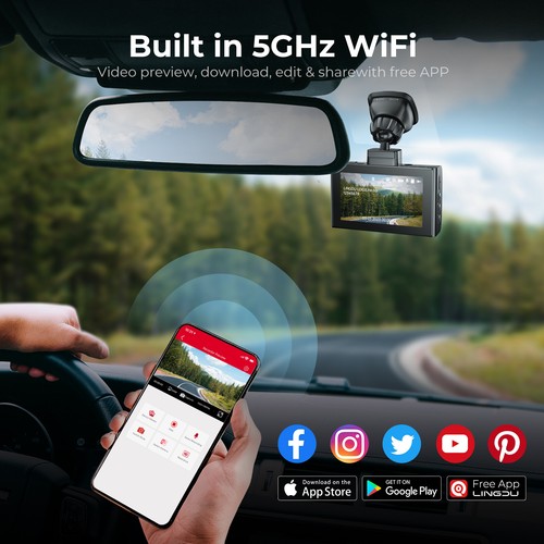 4K/2.5K+1080P Dual Dash Cam for Car Night Vision GPS WDR APP&64GB TF Card DVR - Picture 4 of 13