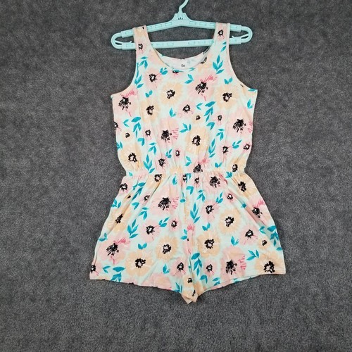 Girls Sz XL Floral Tank Romper Multi Summer Sleeveless Scoop Cinch Waist Casual - Picture 1 of 8