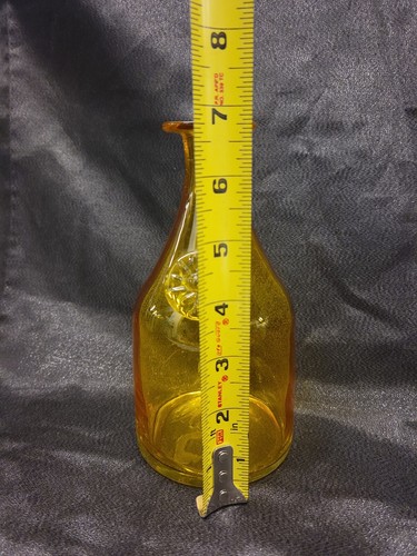 Blenko Style glass bottle Vase 7 inch yellow # 4424 - Picture 21 of 24