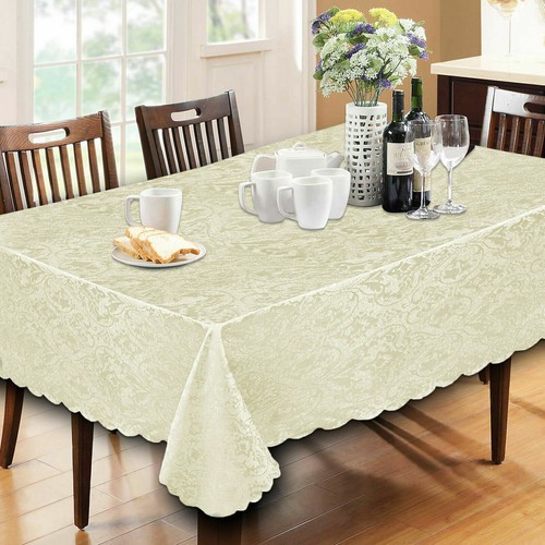 Table Cloth Cover Damask Jacquard Rectangle & Round Napkin Table Runner Floral - Picture 2 of 38