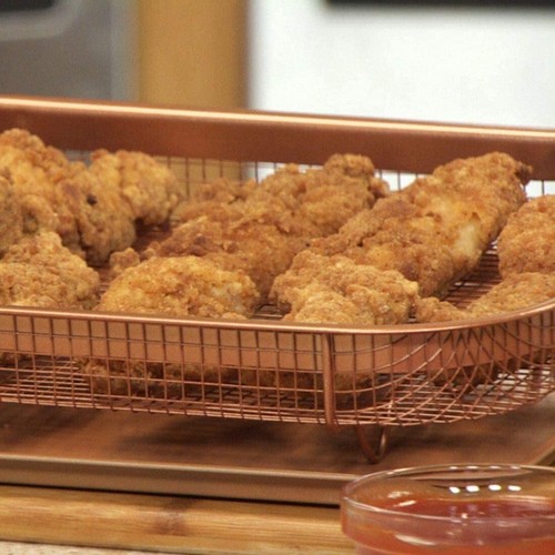COPPER CRISPER TRAY NON STICK RAISED OVEN BAKING BASKET HEALTHY HOME COOKING - Foto 4 di 9