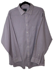 Arrow Dress Shirt Men's XL 17-17.5 34-35 Reg Fit Check Stretch W/Pocket Long SL