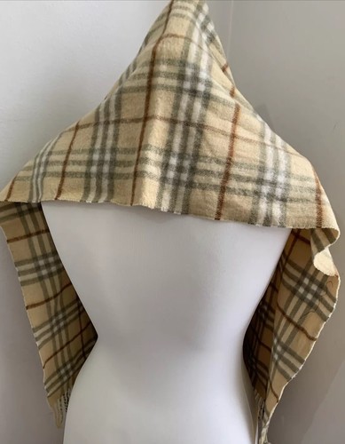 Vintage Burberry Camel Nove Check 100% Cashmere Scarf - Picture 5 of 10