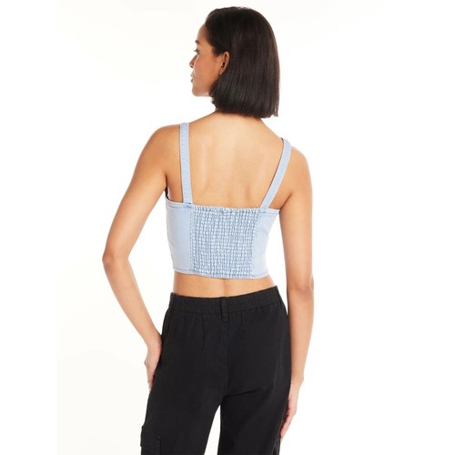 No Boundaries Crop Top XL 15-17 Corset Sleeveless Denim Light Denim NWT - Picture 4 of 5
