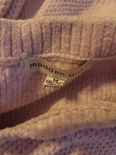 Steve Madden Girl's Sweater Long Sleeve Ruffle Chenille Knit Top Purple Sz 8/10 - Picture 3 of 3