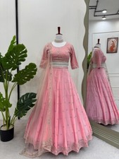 Traditional Wear Pink Faux Georgette Lehenga Choli With Dupatta For Women