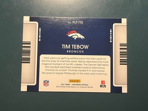 2021 Panini Contenders - Playoff Tickets Tim Tebow #PLT-TTE - Picture 2 of 2