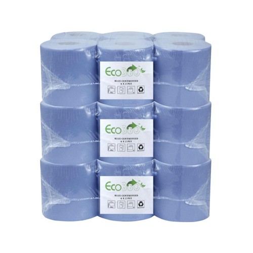 18x Industrial Blue Roll Centrefeed 300 Sheet Perforated - Office / Kitchen - 第 2/5 張圖片