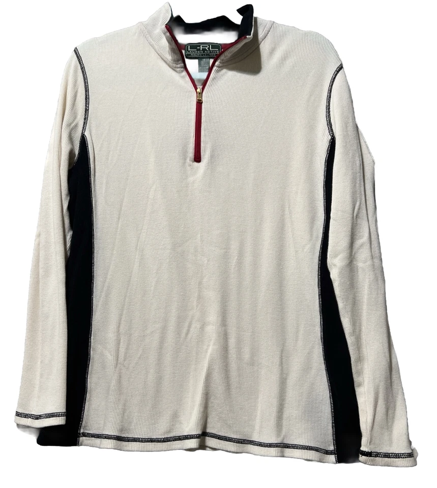 Lauren Ralph Lauren Waffle Knit Shirt 1X Aztec 1/4 Zip Equestrian 44"Chest - Image 2 of 4