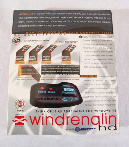 Windrenalin HD, Hard Drive Accelerator, Syncronys, 1997, Sealed - Picture 2 of 3