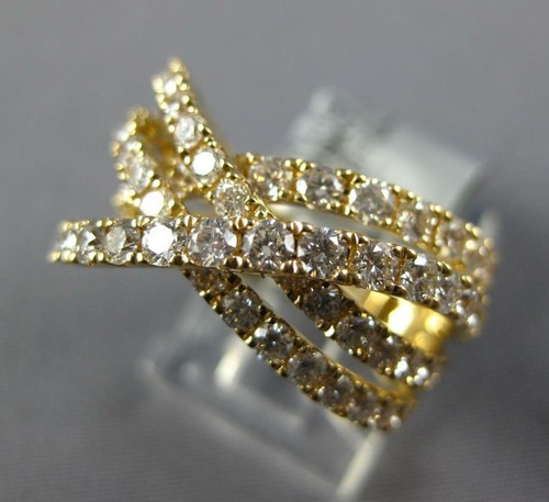GROSSER RING 1,96 KT DIAMANT 18 K GELBGOLD 3D MEHRREIHIG KREUZ INFINITY LIEBE