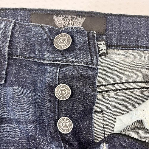 ROCK & REPUBLIC JEANS BOTÓN MOSCA Bootcut Hombre 32x34 Saleman Muestra - Imagen 7 de 12