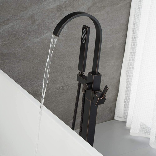 Tub Filler Freestanding Bathtub Faucet Floor Mounted Bathroom with Hand Shower - Picture 18 of 132