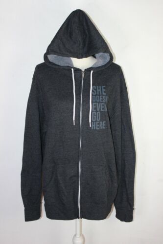 Mean Girls "She Doesn't Even Go Here" Zip Charcoal Hoodie Adult Size XXL