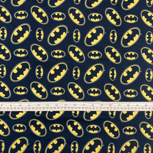 5 Yards Batman Superhero Logo DC Comics 100% Cotton Fabric Black Authentic - Picture 3 of 4