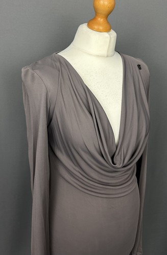 VESTIDO JOHN GALLIANO - Vestido Gris Viscosa Drapeado - Para Mujer Talla UK 10 - IT 42 - Imagen 7 de 24