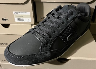 Lacoste Chaymon 222 CMA Leather Men Shoes Dark Gray White 744CMA0012032 O