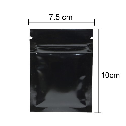 100/500 Glossy Black Smell Proof Mylar Foil Bags Resealable Zipper Seal Pouch - Picture 8 of 10