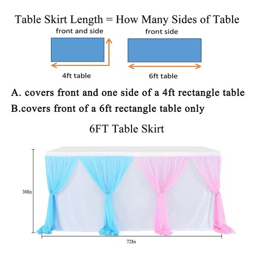 6FT Tutu Gender Reveal Tablecloth Pink & Blue Tulle Table Skirts for Gender R... - Picture 5 of 7