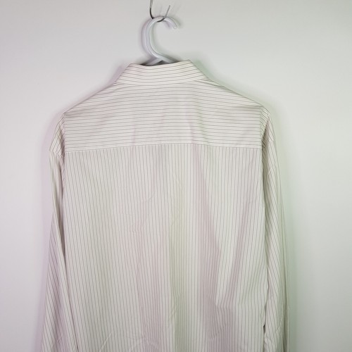 Geoffrey Beene Fitted Long Sleeve Dress Shirt Mens Size 43 White Grey Stripe - Picture 6 of 8