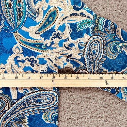 Karen Scott Petites PL Jersey Top V Neck 3/4 Sleeve Stretch Blue Tan Tear Drop - Picture 5 of 8