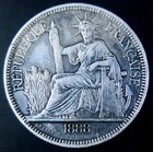 Indochina Indochine 1888 Piastre KM 5. Low mintage 948.000 Nice grade Rare