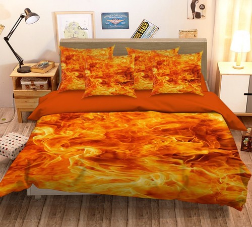 3D Orange Flame 26 Bett Kissenbezüge Quilt Bettdecke Single Queen King US Sommer - Bild 1 von 6