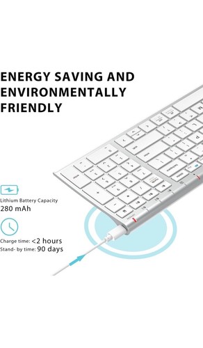 iClever IC-BK10 Silver Multi Device Ultra Slim Rechargeable Wireless Keyboard - Picture 6 of 6