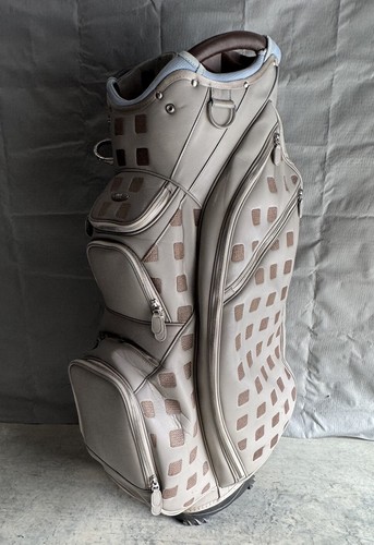 Bolso de golf OUUL a cuadros imitación cuero carro de 15 vías con correa para el hombro gris/beige - Imagen 2 de 17