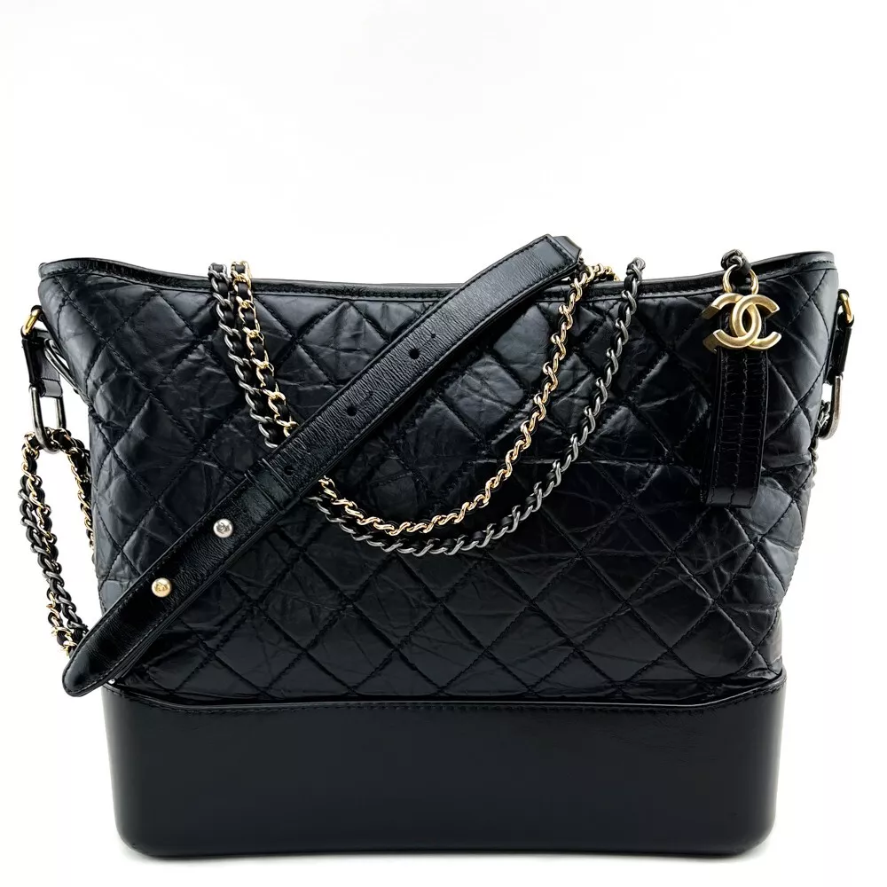 CHANEL Black Quilted Leather Large Gabrielle Hobo Bag