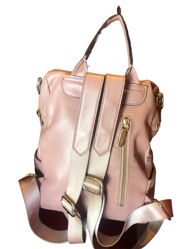 Pastel Pink Leather Medium Sized Backpack EUC - Picture 2 of 8