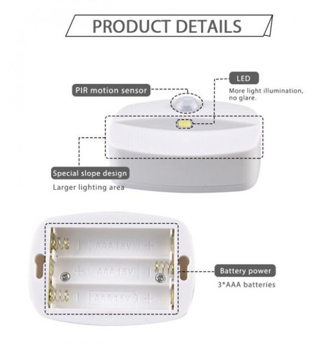 1-5X LED Motion Sensor PIR Night Light Battery Powered Closet Stair Lamps 2024 - Picture 10 of 13