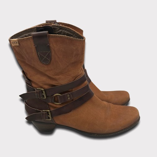 Botas Pikolinos Brujas de cuero en apuros con tiras media pantorrilla talla 10 - Imagen 6 de 10