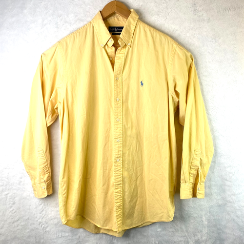 Vintage Ralph Lauren Button Up Hemd Herren XLT Gelb Pastell Langarm Preppy - Bild 2 von 12