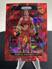 Marko Simonovic 2021-22 Prizm RED Cracked Ice Prizm RC No. 166 Bulls Color Match