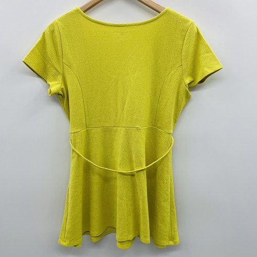 Motherhood Maternity Womens Large Short Sleeve Peplum Blouse Chartreuse 2298 - Picture 5 of 8