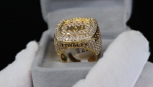 Herren Gold Hip Hop Ring | Simulierter Baguette Diamantring, Herren großer vereisterter Ring - Bild 12 von 12