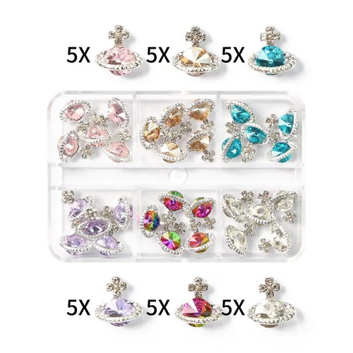 1 Caja 3D Estrás de Uñas Corazón/Planeta Uñas Dijes Joyería Vidrio Lujo Uñas Piezas - Imagen 21 de 85