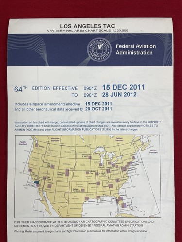 Mapa aéreo de los Angeles TAC VFR 2011 terminal gráfico aeronáutico, 64ª edición - Imagen 3 de 7