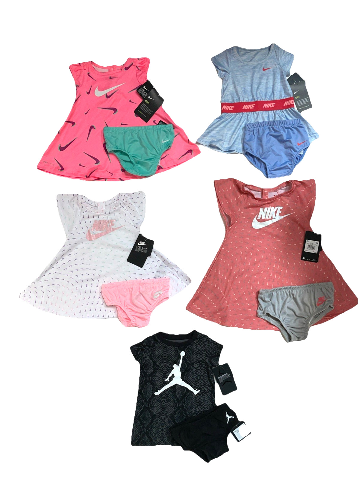 Nike Baby Girls Dress & Diaper Cover or Air Jordan, NEW STYLES!! Sz 3M - 24M NWT