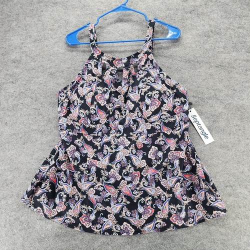 Septangle Tankini Womens 20 Black Paisley Swimwear - Picture 1 of 6
