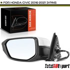 White Power Mirror w/ 3-Pin for Honda Civic 2016-2021  Left Side 76258TBAA02ZA