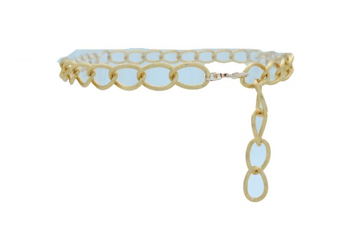 Neu Damen Glitzer Mode Gold Metall Dicke Kette Strukturiert Grobe Glieder Gürtel XS S M - Bild 8 von 9