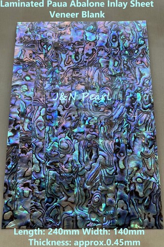 0.45mm Thick 140x240mm Paua Abalone Laminated Sheet Veneer Blank Inlay, 1pc - Picture 2 of 3