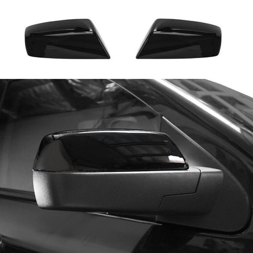 L+R Gloss Black Top Half Mirror Covers For 2014-2018 Chevy Silverado GMC Sierra - Picture 3 of 11