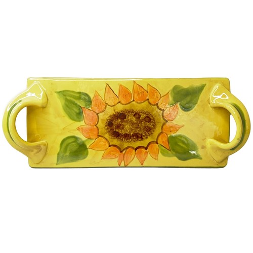 Pretty! Sunflower Tray Platter Plate Handled Dish Handled Romancing Provence